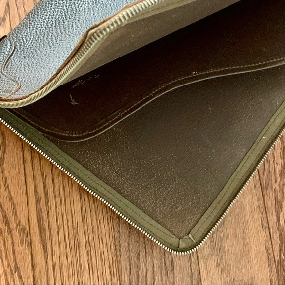 Vintage Brown Pebbled Leather Brief Divider Zip Corner Protector Full-grain - Picture 2 of 10